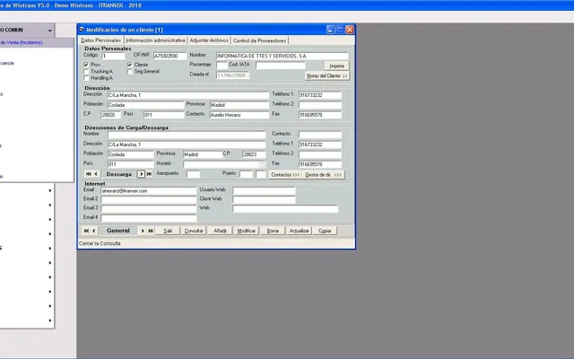 Ficha de cliente — WINTRANS