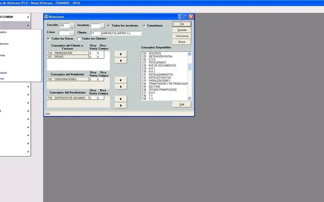 Conceptos de coste y venta — WINTRANS
