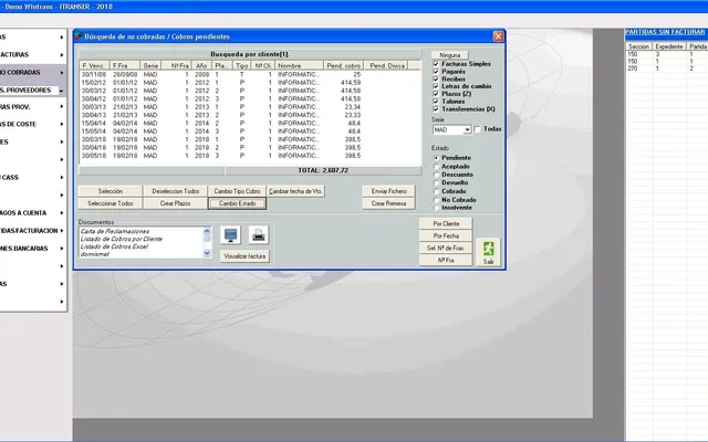 Búsqueda de cobros pendientes — WINTRANS
