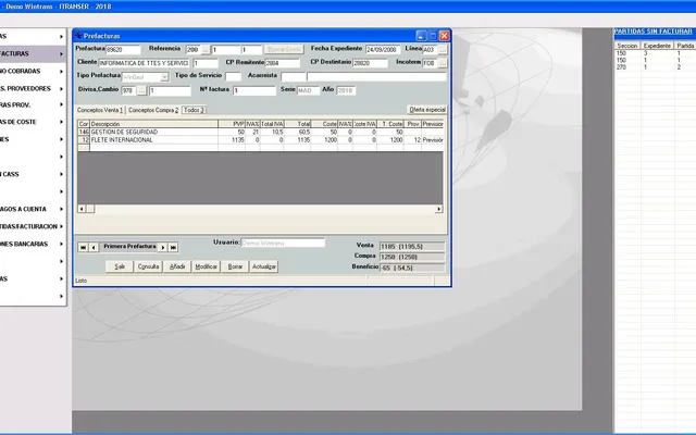 Prefacturas — WINTRANS