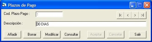 Captura de pantalla — Ayuda WINTRANS: Mantenimiento - Plazos de Pago