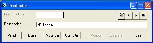 Captura de pantalla — Ayuda WINTRANS: Mantenimiento - Productos
