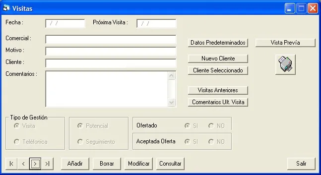Captura de pantalla — Ayuda WINTRANS: Datos/Altas - Visitas