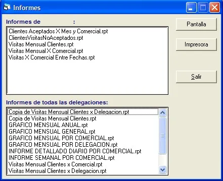 Captura de pantalla — Ayuda WINTRANS: Informes