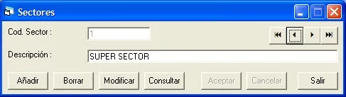 Captura de pantalla — Ayuda WINTRANS: Mantenimiento - Sectores