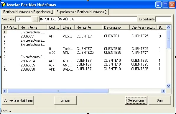 Captura de pantalla 4 — Ayuda WINTRANS: Asociar partidas huérfanas