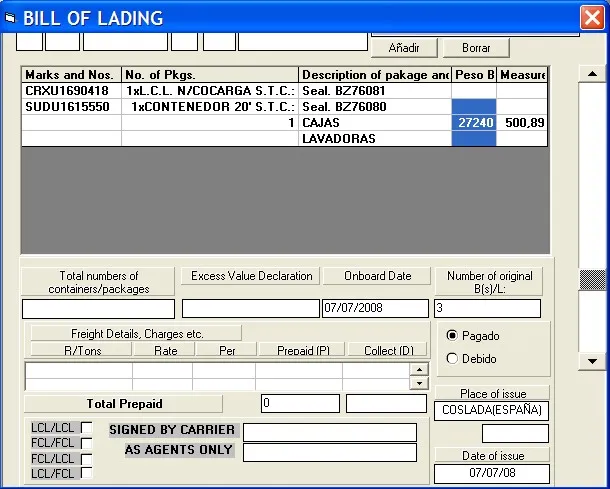Captura de pantalla 5 — Ayuda WINTRANS: Bill of Lading (House BL)