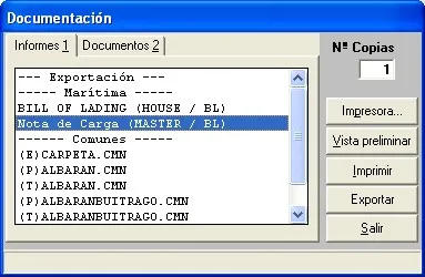 Captura de pantalla 2 — Ayuda WINTRANS: Nota de Carga (Master BL)