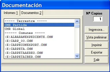 Captura de pantalla — Ayuda WINTRANS: CMR