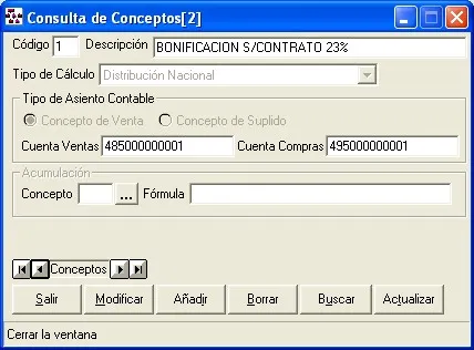 Captura de pantalla — Ayuda WINTRANS: Alta de conceptos