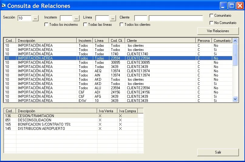 Captura de pantalla — Ayuda WINTRANS: Consulta Relaciones