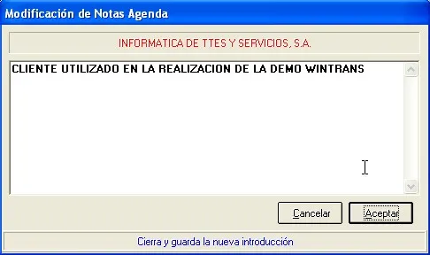 Captura de pantalla 23 — Ayuda WINTRANS: Entidades