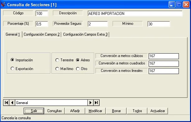 Captura de pantalla — Ayuda WINTRANS: Secciones