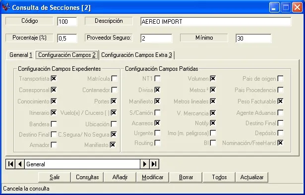 Captura de pantalla 2 — Ayuda WINTRANS: Secciones
