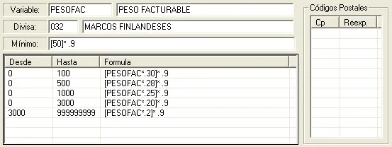 Captura de pantalla 2 — Ayuda WINTRANS: Impresión tarifas
