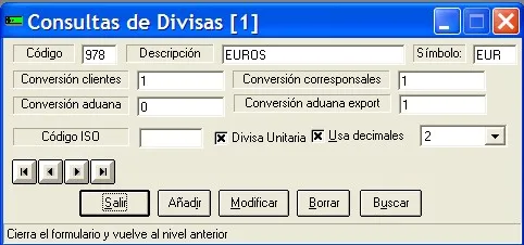 Captura de pantalla — Ayuda WINTRANS: Divisas