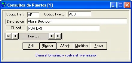 Captura de pantalla — Ayuda WINTRANS: Puertos