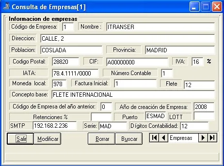 Captura de pantalla — Ayuda WINTRANS: Empresas