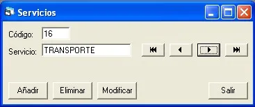 Captura de pantalla — Ayuda WINTRANS: Tipos de servicios