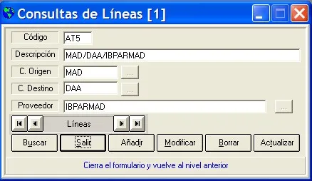 Captura de pantalla — Ayuda WINTRANS: Líneas